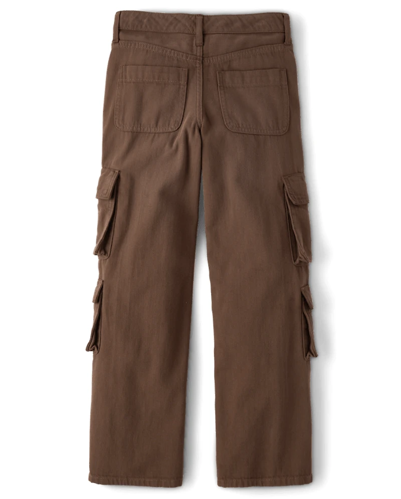 Tween Girls Garment Dyed Baggy Cargo Jeans