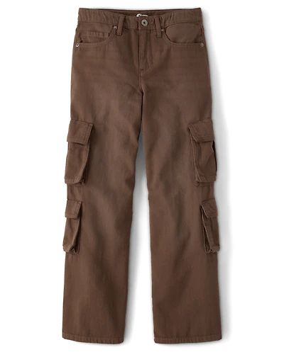 Tween Girls Garment Dyed Baggy Cargo Jeans