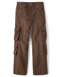 Tween Girls Garment Dyed Baggy Cargo Jeans