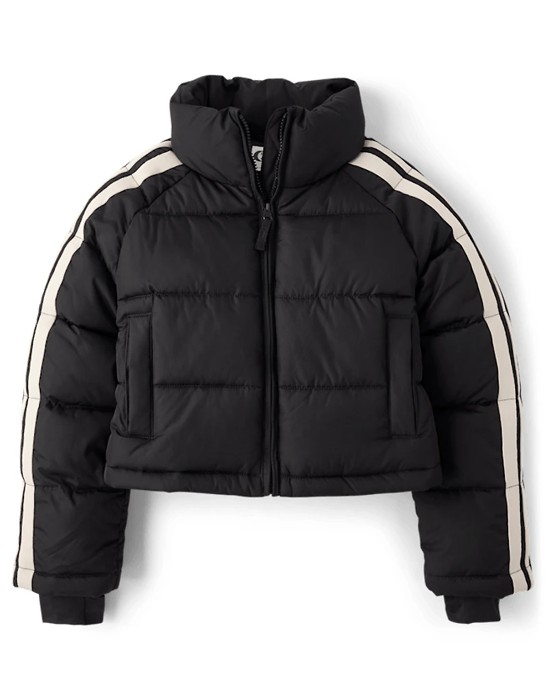 Tween Girls Side Stripe Puffer Jacket