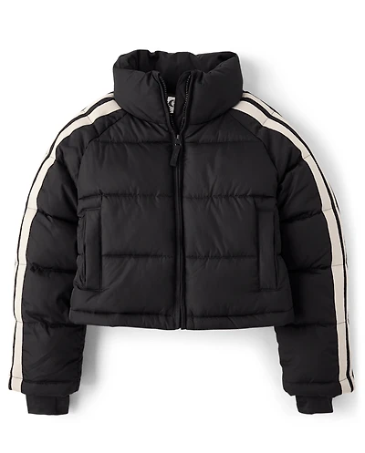 Tween Girls Side Stripe Puffer Jacket