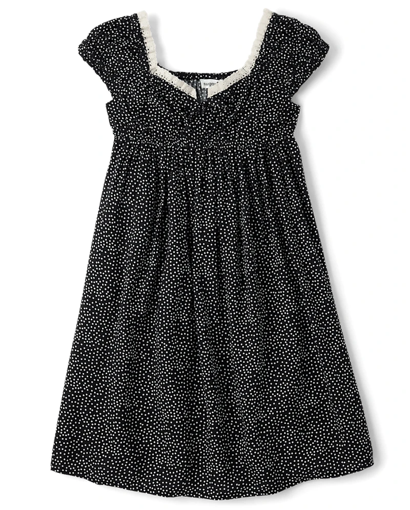 Tween Girls Dot Fit And Flare Dress