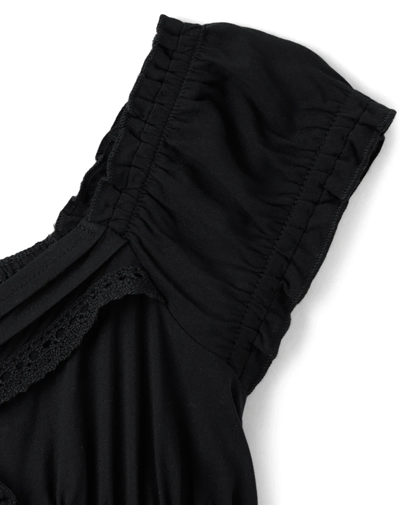 Tween Girls Pintuck Hanky Hem Top