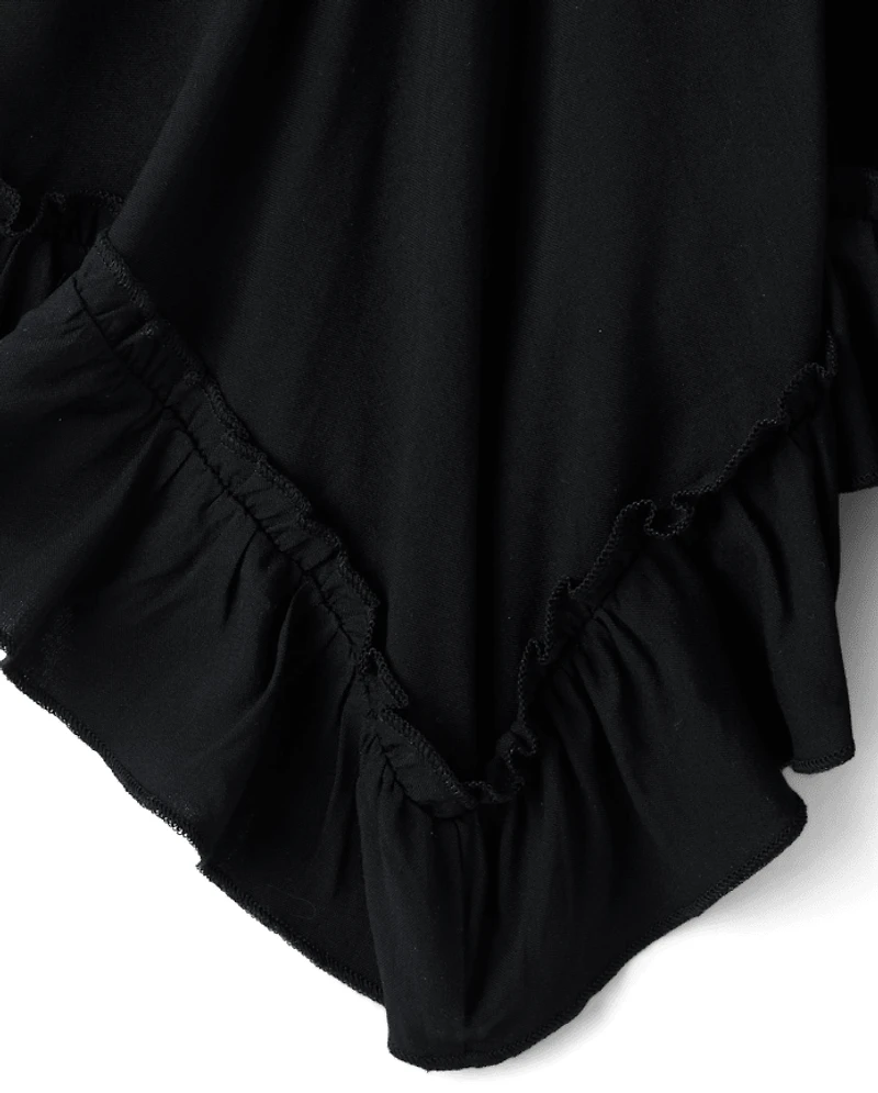 Tween Girls Pintuck Hanky Hem Top