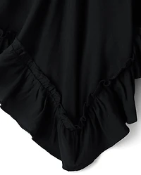Tween Girls Pintuck Hanky Hem Top