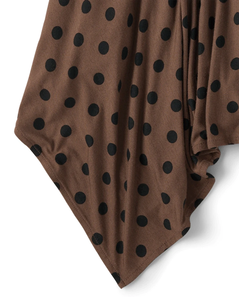 Tween Girls Polka Dot Hanky Hem Skirt