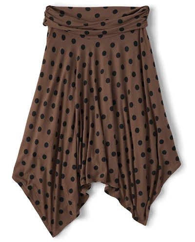 Tween Girls Polka Dot Hanky Hem Skirt
