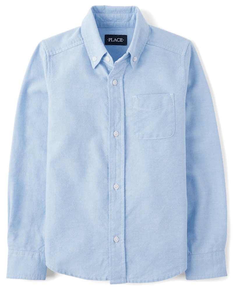 Chemise boutonnée Oxford pour uniforme enfants