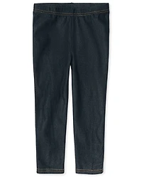 Girls Faux Denim Capri Leggings