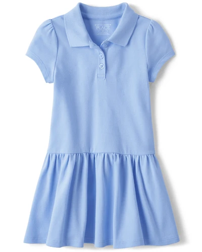 Toddler Girls Uniform Soft Pique Polo Dress