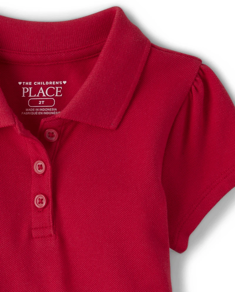 Toddler Girls Uniform Soft Pique Polo Dress