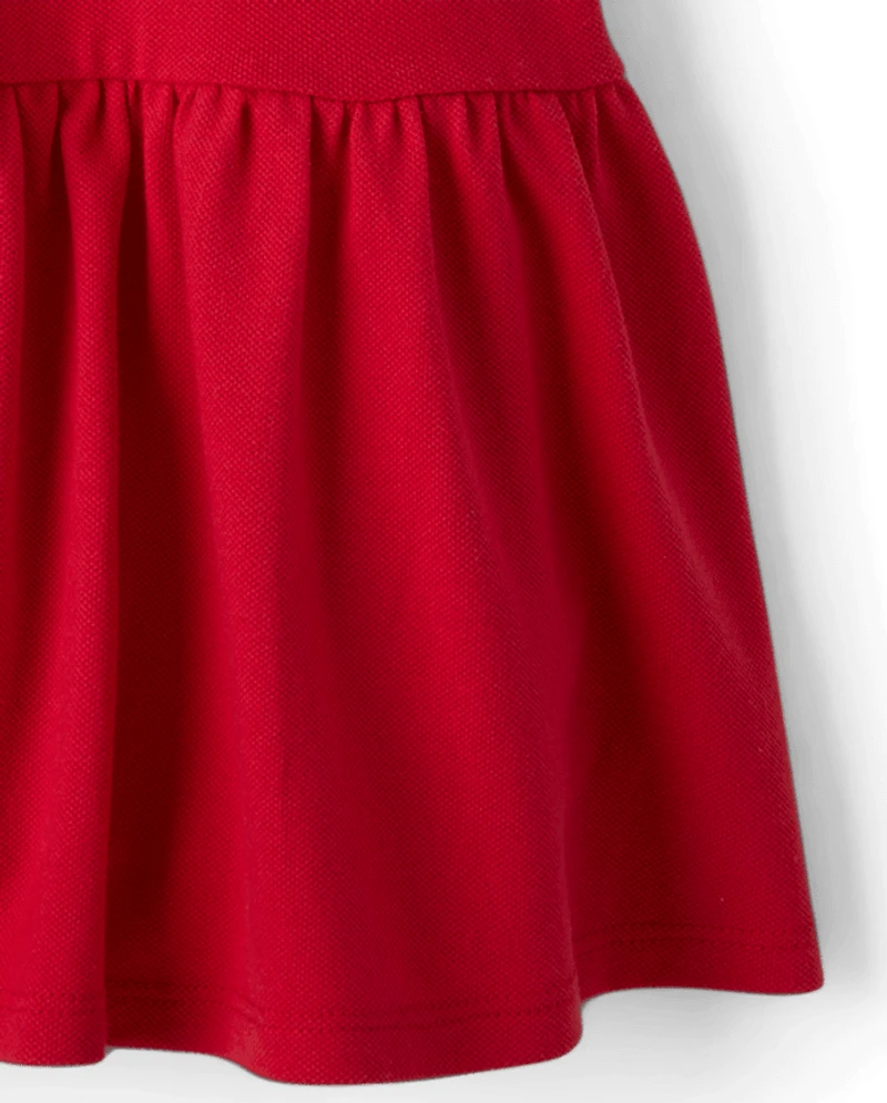 Toddler Girls Uniform Soft Pique Polo Dress