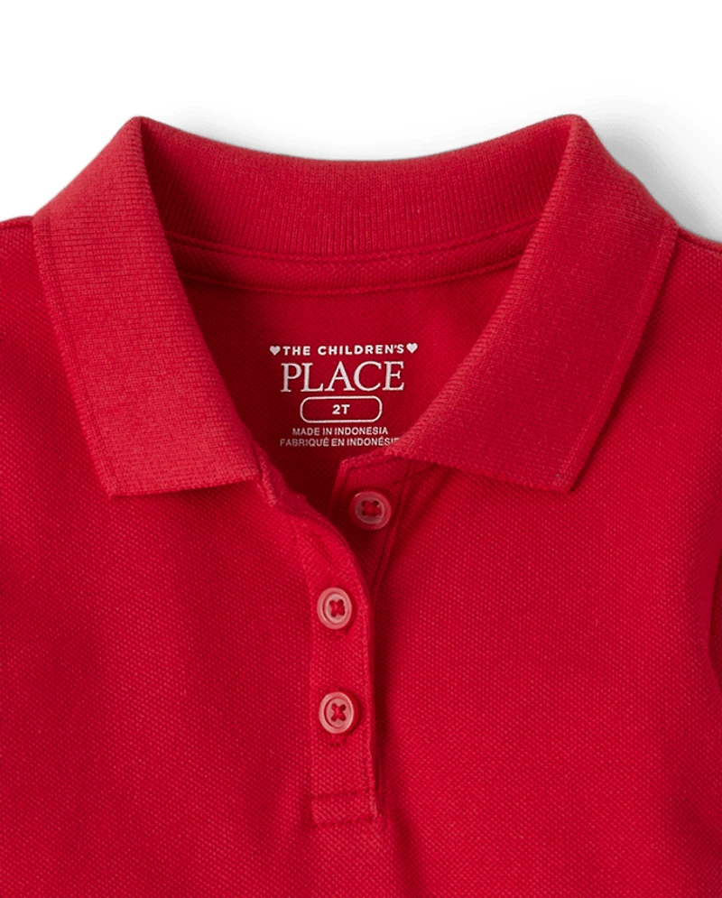Toddler Girls Uniform Soft Pique Polo Dress