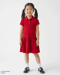 Toddler Girls Uniform Soft Pique Polo Dress