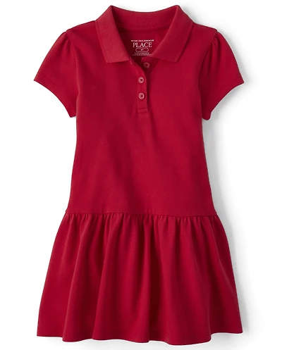Toddler Girls Uniform Soft Pique Polo Dress