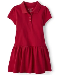 Toddler Girls Uniform Soft Pique Polo Dress