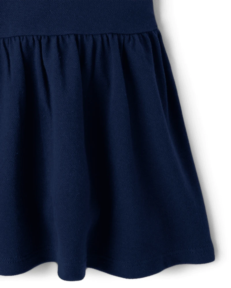 Toddler Girls Uniform Soft Pique Polo Dress