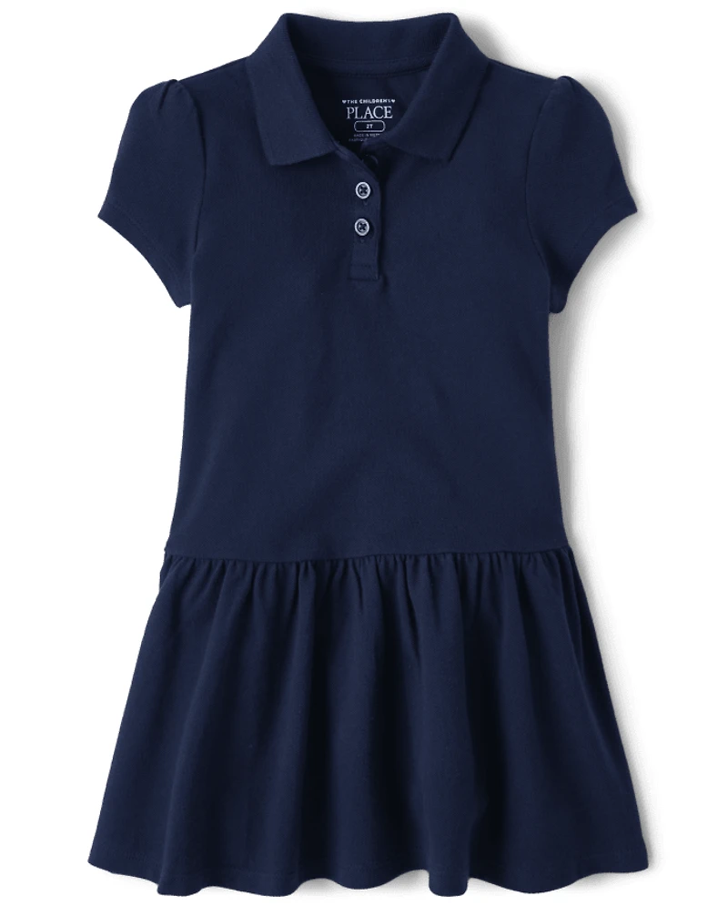 Robe polo uniforme en piqué pour toute-petite fille