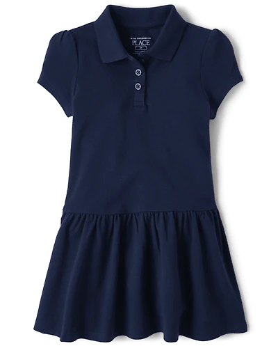 Robe polo uniforme en piqué pour toute-petite fille