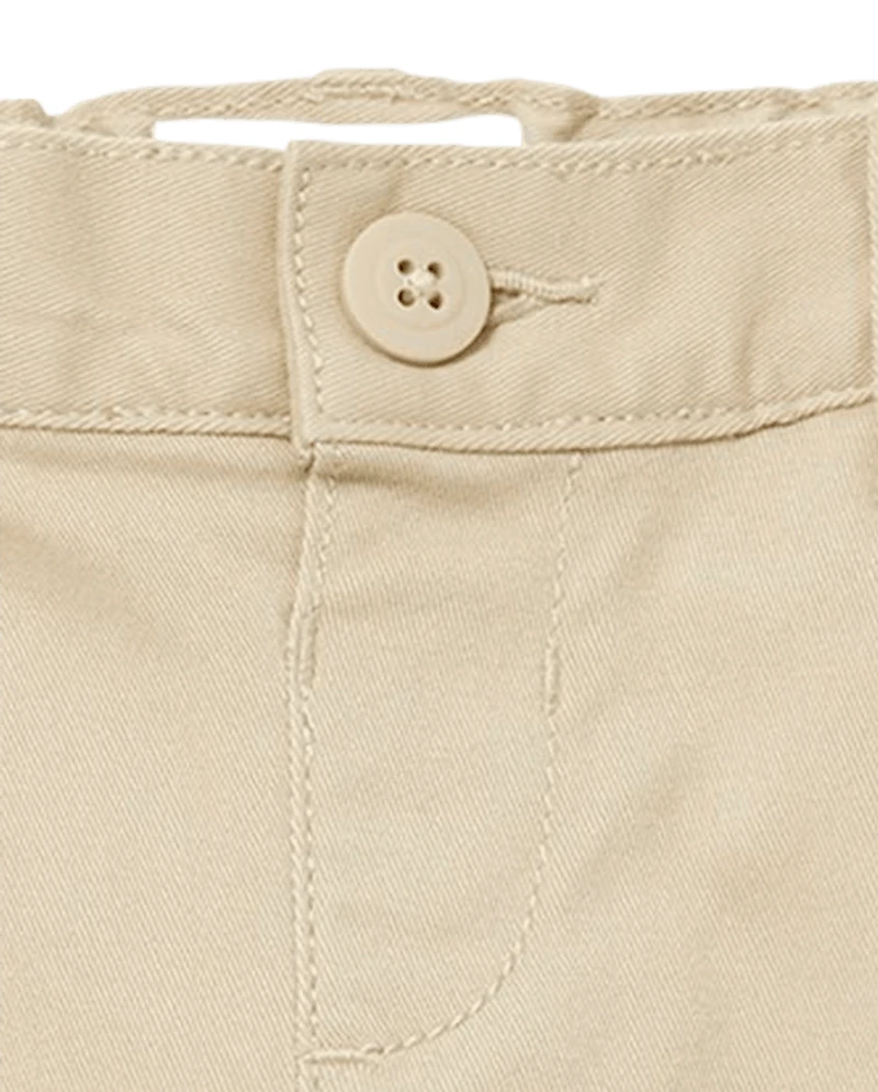 Toddler Girls Uniform Ruffle Stretch Skinny Chino Pants