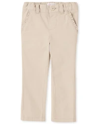 Toddler Girls Uniform Ruffle Stretch Skinny Chino Pants