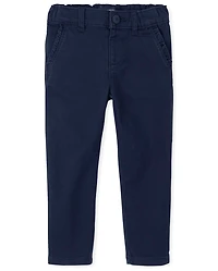 Toddler Girls Uniform Ruffle Stretch Skinny Chino Pants