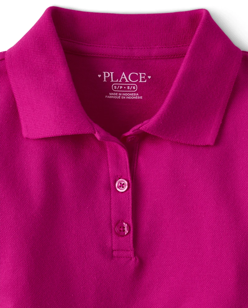Girls Uniform Soft Stretch Pique Polo