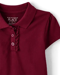 Toddler Girls Uniform Ruffle Soft Stretch Pique Polo