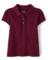 Toddler Girls Uniform Ruffle Soft Stretch Pique Polo