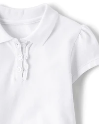 Toddler Girls Uniform Ruffle Soft Stretch Pique Polo