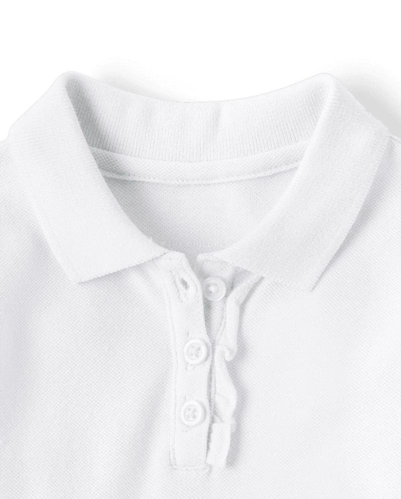 Toddler Girls Uniform Ruffle Soft Stretch Pique Polo