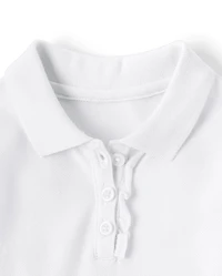Toddler Girls Uniform Ruffle Soft Stretch Pique Polo