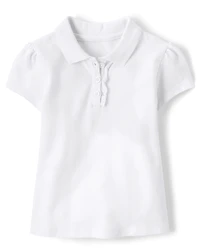 Toddler Girls Uniform Ruffle Soft Stretch Pique Polo
