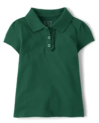 Toddler Girls Uniform Ruffle Soft Stretch Pique Polo