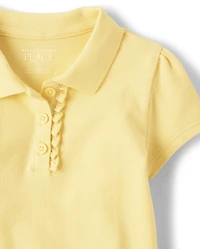 Toddler Girls Uniform Ruffle Soft Stretch Pique Polo