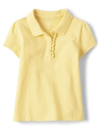 Toddler Girls Uniform Ruffle Soft Stretch Pique Polo