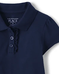 Toddler Girls Uniform Ruffle Soft Stretch Pique Polo