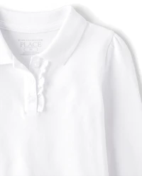 Toddler Girls Uniform Ruffle Soft Stretch Pique Polo