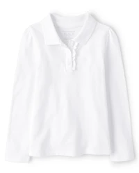 Toddler Girls Uniform Ruffle Soft Stretch Pique Polo
