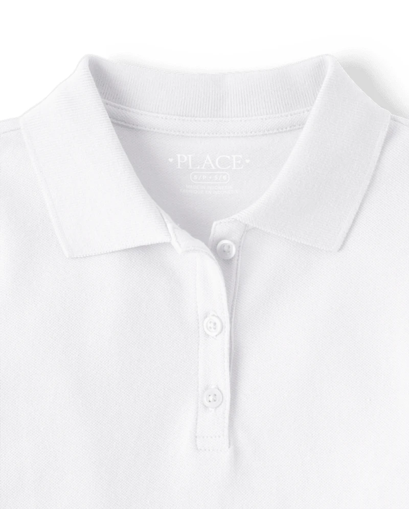 Polo en piqué extensible doux pour uniformes de filles