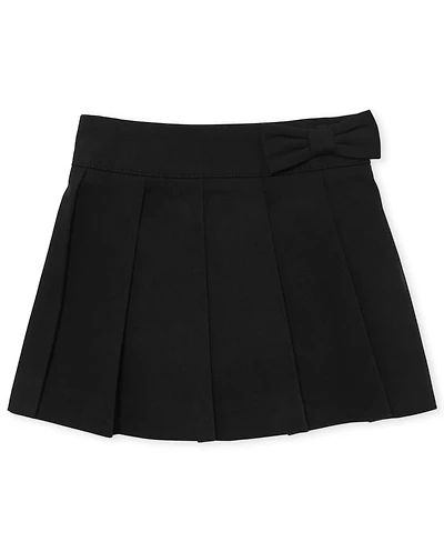 Toddler Girls Uniform Bow Stretch Pleated Skort