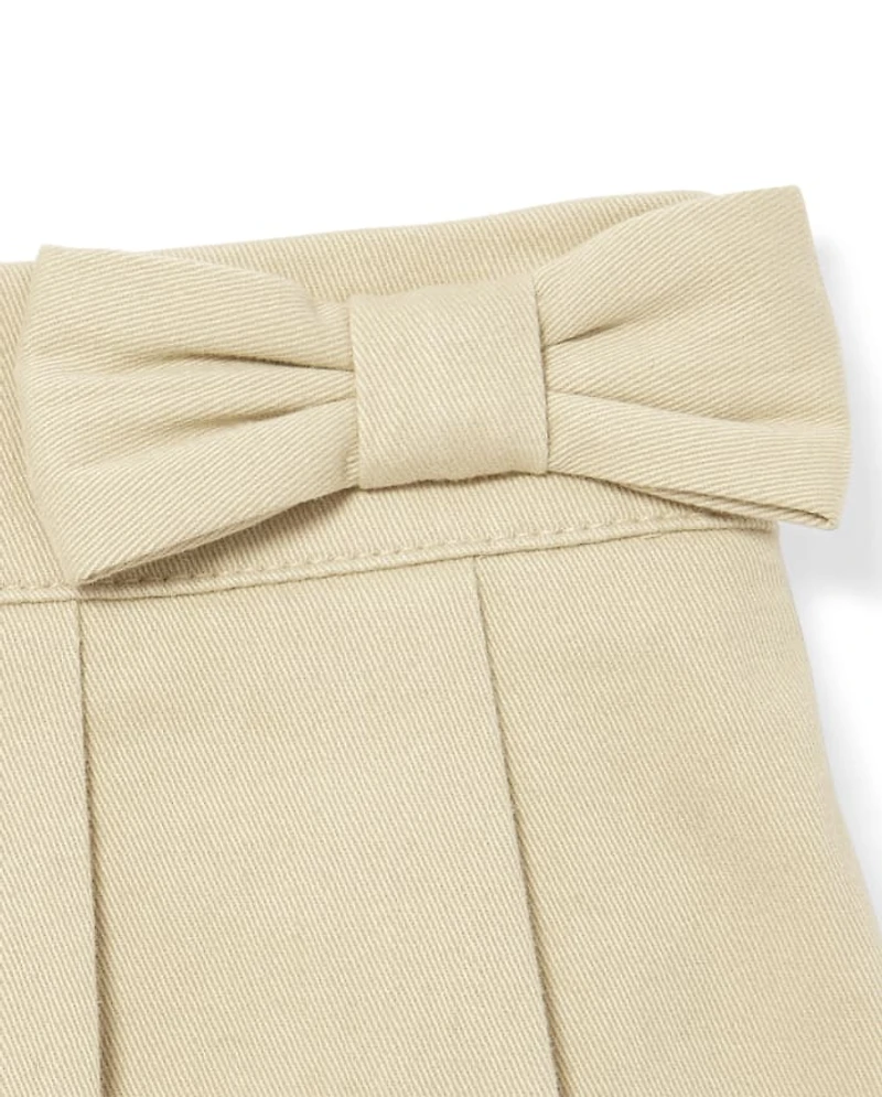 Toddler Girls Uniform Bow Stretch Pleated Skort
