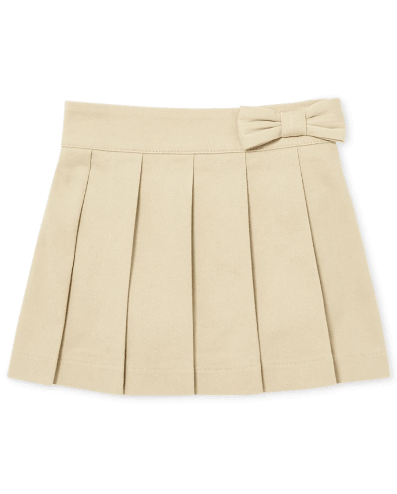 Toddler Girls Uniform Bow Stretch Pleated Skort