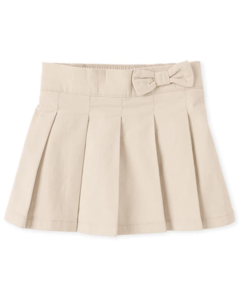 Toddler Girls Uniform Bow Stretch Pleated Skort