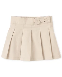 Toddler Girls Uniform Bow Stretch Pleated Skort