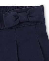 Toddler Girls Uniform Bow Stretch Pleated Skort