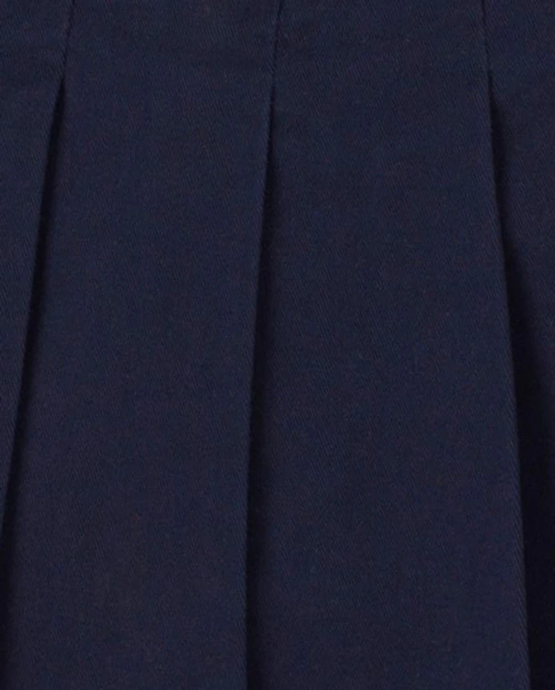 Toddler Girls Uniform Bow Stretch Pleated Skort
