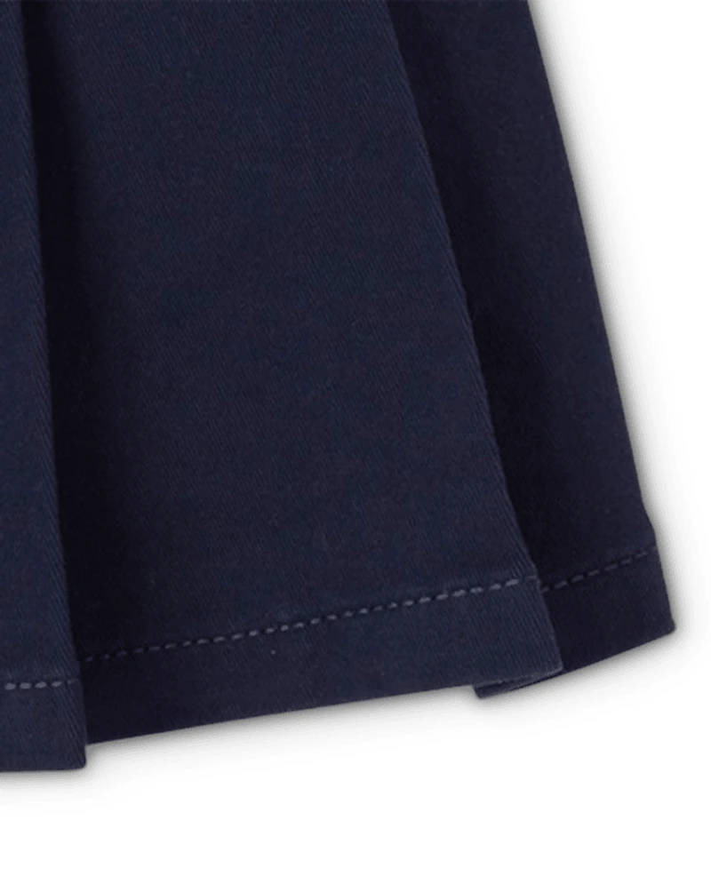 Toddler Girls Uniform Bow Stretch Pleated Skort