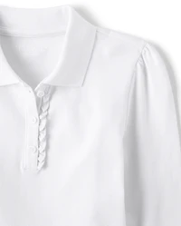 Girls Uniform Ruffle Soft Stretch Pique Polo