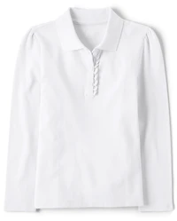 Polo en piqué d'uniforme à volants pour fille